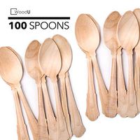 WoodU Elegant Wooden Spoons – Disposable Utensils, Biodegradable, Eco-Friendly - for Special Events, Fancy Parties, Wedding Receptions (100 Pack) 7.75" Length by WoodU