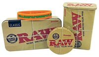Bundle - 4 Items - RAW Rolling Papers Metal Storage Tin Bundle