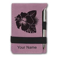 Mini Notepad, Hibiscus Flower 2, Personalized Engraving Included (Pink)