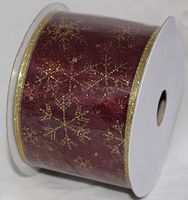 Nantucket Home Wired Ribbon, 2.5-inch X 10-Yard (Brown Gold Snowflakes)