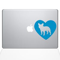 The Decal Guru Heart French Bulldog MacBook Decal Vinyl Sticker - 13" MacBook Pro (2016 & Newer) - Light Blue (1325-MAC-13X-LB)