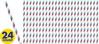 Patriotic Red, White & Blue Paper Straws 24ct
