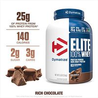 Dymatize Elite 100% Whey Protein Powder, Take Pre Workout or Post Workout, Quick Absorbing & Fast Digesting, Rich Chocolate, 5 Pound