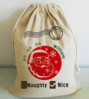 wendana HO HO HO Personalized Burlap Christmas Santa Sacks with Drawstring Christmas Santa Bags Large for Gifts