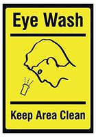Large 9x12 - 4 Pack - Eye Wash Keep Area Clean Sticker Sign - First Aid Station Manufacturing Sticker Signs - Peel and Stick Sticker