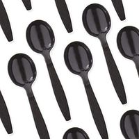 Extra Sturdy, Pro-Grade Plastic Soup Spoons 500 CT. Black, Heavy Duty Recyclable Utensils for Soups, Stews, Chili and Gumbo. Heavyweight Round Spoon is Perfect for Restaurants, Diners and Catering
