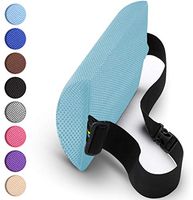 Lumbar Support Pillow Memory Foam Lower Back Cushion with Adjustable Straps Perfect for Computer – Office Chair – car seat/Breathable Machine Washable Cover (Slim-Light Blue)