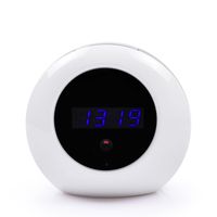 Spy Camera Alarm Clock 1/4" CMOS HD 1080P Hidden Camera With Remote Control And Motion Activated Recording Nanny Cam For Home Security(8G, White)