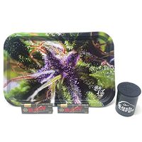 Bundle - 4 Items - Be Lit Rolling Tray with RAW Black Rolling Papers (Buds)