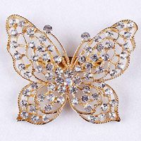Butterfly Ladies Womens Crystal Rhinestone Brooch Pin Shawl Buckle Jewelry New Daily Aesthetic Party Girls Woman Style Accesories Styling | Main Colour - White
