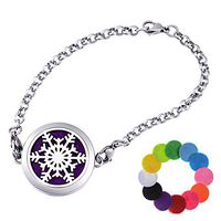 Snowflake Aromatherapy Essential Oil Diffuser Bracelet Stainless Steel Locket Bracelet Adjustable 12 Refill Pads