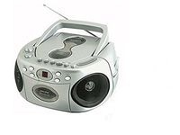 Sylvania SRCD286 Portable Cassette, CD, AM/FM Radio Boombox, Silver (Ceritified Refurbished)