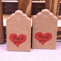 OBELLA BOUTIQUE 5x3cm handmade hang tag kraft paper thank you gift tag label for wedding/candy/baby gift products tagging package for 100pcs
