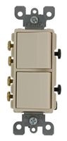 Leviton 5640-T 20 Amp, 120/277 Volt, Decora 3-Way / 3-Way AC Combination Switch, Commercial Grade, Grounding, Light Almond