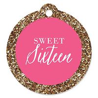 Chic 16th Birthday - Pink and Gold - Birthday Party Favor Gift Tags (Set of 20)