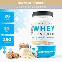 Bodybuilding Signature 100% Whey Protein Powder | 25g of Protein per Serving (Oatmeal Cookie, 2 Lbs)