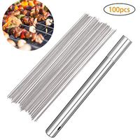 AGAWA Barbecue Skewers, 100pcs Stainless Steel Barbecue String with Storage tube, Barbecue Needle Stick Roast Kebab Meat Skewers for Outdoor Camping Picnic Grilling,Silver