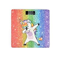 JOYPRINT High Precision Digital Bathroom Scale, Galaxy Rainbow Animal Unicorn Body Weight Scales with Body Tape Measure, 400 Pounds, Tempered Glass