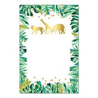 30 Blank Thank You Cards Notes Invitations Jungle Green Gold + 30 White Envelopes