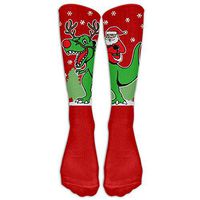 Etrfr Christmas Santa Riding Trex Custom Knee High Socks Football Baseball Long Stockings For Men Women