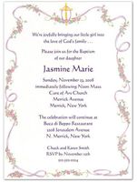 Embossed Cross and Vine Baptism Christening Invitations - Set of 20