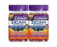 Zicam Natural Elderberry Cold Remedy Medicated Fruit Drops Homeopathic Medicine for Shortening Colds, 25 Count Drops, Pack of 2