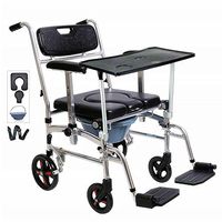 Nurth 4 in 1 Chair Shower Commode Mobile Chair Commode/Shower Wheelchair Padded Toilet Seat Shower with Dining Table, 4 Brakes, Removable Pedal, Adjustable armrest, PU Commode Seat and Pail 220lb