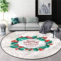 RUGSMAT Christmas Washable Creative Modern Round Rug,Mistletoe Board Pattern Floor Seat Pad Home Decorative Indoor Diameter-35