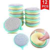 Dual Action Kitchen Microfiber Scouring Scrubber+Cleaning Sponge for Dishes and Pots, 12 Pack