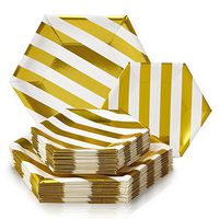 Silver Spoons 1880X12 Disposable Paper Party Plates Dinnerware Set, 216 Servings, Gold