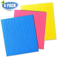 Eco-Friendly Cellulose Sponge Cloths, Reusable Multi-use No Odor Cleaning Cloths, Absorbent Dishcloth Hand Towel for Home Kitchen (6-Pack: Assorted Colors）