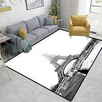 Eiffel Tower Humorous Area Rug Kitchen, The Eiffel Tower in Paris Historic Famous Landmark Wintertime Picture Print, Durable Carpet Area Rug - Living Dinning Room Bedroom Rugs and Carpets(2.5'x 9')