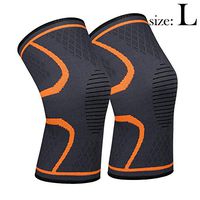 711TEK Knee Sleeve, Knee Support Brace for Joint Pain and Arthritis Relief, Improved Circulation Compression - Wear Anywhere (Orange-L-2Pcs)