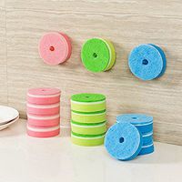 KitMax (TM) Pack of 3 Sets Assorted Color Novelty Multifunction Heavy Duty Kitchen Dish Bowl Scouring Pads with Vacuum Holder