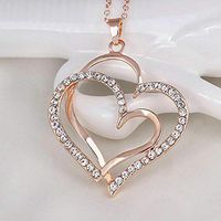 Shine Peach Heart Necklace Fashion Jewelry Heart-shaped Necklace Pendant Woman Bright Cute For gift Lovely Cheap Jewerly Women Aesthetic Fashionable Beads
