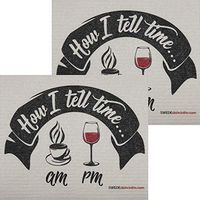 How I Tell Time Wine Set of 2 Each Swedish Dishcloths | ECO Friendly Absorbent Cleaning Cloth | Reusable Cleaning Wipes