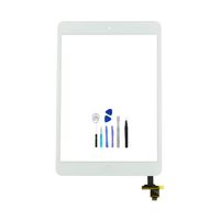 BESTeck Replacement Screen Digitizer Compatible for Apple iPad Mini 1 A1432 A1454 A1455 and Mini 2 A1489 A1490 A1491 with IC Chip, Home Button, Adhesive and Tools (White)