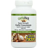 GarlicRich by Natural Factors, Super Strength Garlic Concentrate, Supports a Healthy Immune and Cardiovascular System, 180 softgels (180 servings)