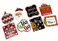 Jumbo Christmas Holiday Glittery Giant Gift Wrap Tags with Bells - Pack of 8