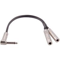 Seismic Audio 1 Foot Right Angle Male to Dual 1/4 Inch Female Mono Y Splitter Cable (SA-Y26)