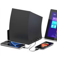 ChargeTech - Battery-Powered Portable Cell Phone Charging Station Dock w/ 5 Universal Charging Tips Included for Multiple Devices: iPhone, iPad, Samsung Galaxy, Tablet (Model: PCS5) [Black]