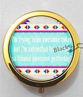 BlackKey Im Trying To Be Awesome Quotes 3-Compartment Decorative Pocket Gift Box Case Organizer for Pill, Color 2 -1500
