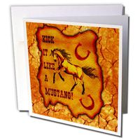 3dRose Wild Mustang Horseshoes, Kick It Like A Mustang Greeting Cards, 6" x 6", Set of 12 (gc_214386_2)