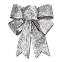 Velidy Christmas Bows Xmas Tree Topper Glitter Bowknots Xmas Bow Ribbon for Christmas Party Gift Present 10Pcs (Silver)