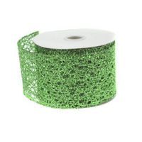Metallic Wired Weave Glitter Christmas Gift Wrapping Ribbon 2.5" x 10 Yards (Emerald Green)