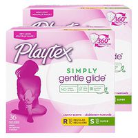Playtex Simply Gentle Glide Multipack Fresh Scent Tampons with Regular and Super Absorbencies, 36 Count (Pack of 2) (Packaging May Vary)