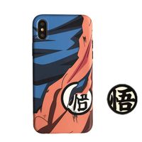 for iPhone Xs Max Case, for iPhone Xs Max Cover, Dragon Ball Super Son Goku Silicone Cover with Airbag Holder Stand Strap Soft Case Cover for iPhone Xs Max XR 6S 7 8 Plus (for iPhone X/Xs)
