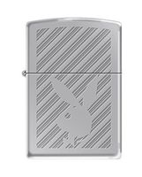 Zippo Playboy Stripes Pocket Lighter, High Polish Chrome