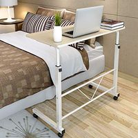 Adjustable Bedside Table On Wheels, Portable Snack Side Overbed Table, Medical Food Tray Desk Moveable Rolling, Mobile Lap Workstation Notebook Cart (Color : B, Size : 60x40cm)