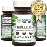 Natural Nutra Chelated Iron Supplement for Women and Men, Slow Release for Maximum Absorption, Heart Health and Blood Builder Formula, Vegan, Non-GMO, Gluten Free, 90 Tablets